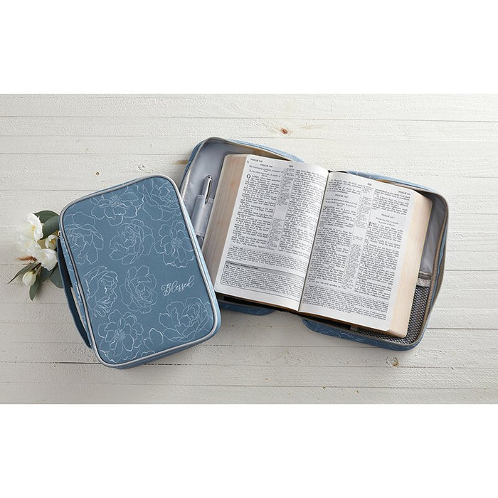 Bible Cover with Ribbon Bookmark and Two Pen Holders - Blessed