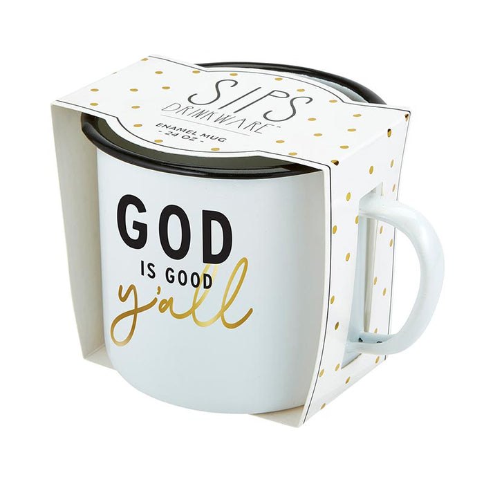 24oz Enamel God is Good Mug - 3 Pieces Per Package