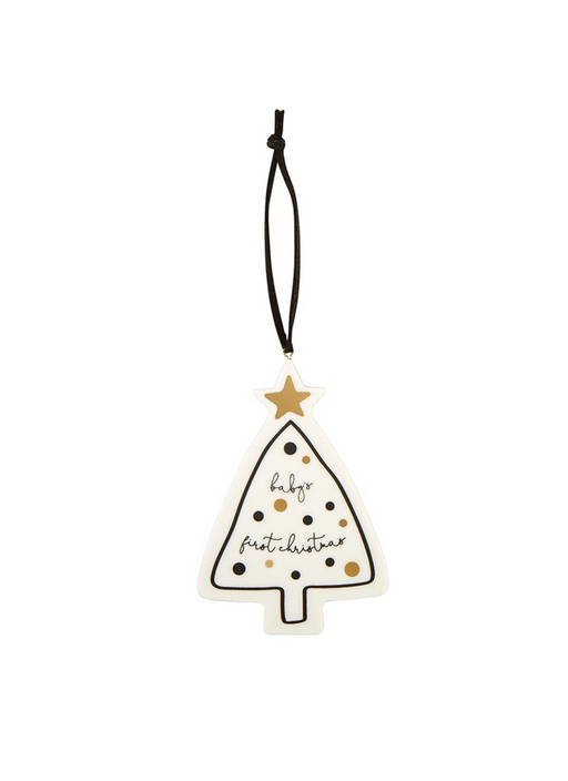 Baby's 1st Christmas Tree Ornament - Black suede loop