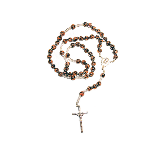 Genuine Black Swirl Murano Rosary with Hand-knotted Sommerso Beads
