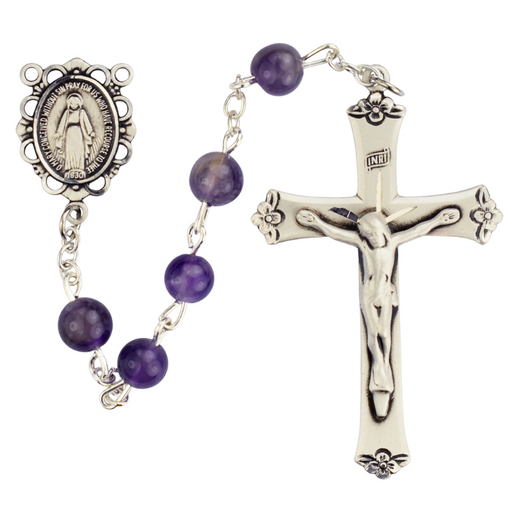 Genuine Amethyst Filigree Miraculous Medal Rosary Rosary Catholic Gifts Catholic Presents Rosary Gifts