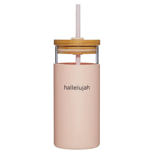Glass Tumbler with Bamboo Lid - Hallelujah