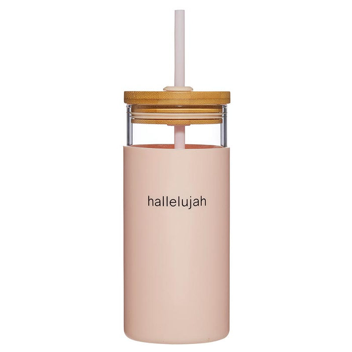 Glass Tumbler with Bamboo Lid - Hallelujah