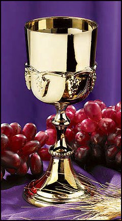 Gold Communion Cup with Grapes Design