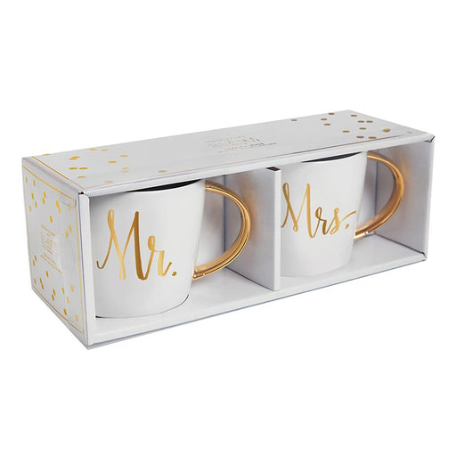 Gold Handle Mugs - Mr & Mrs Set