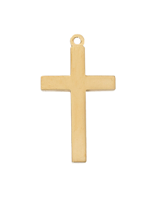 Gold Over Sterling Silver Block Cross w/ 20" Gold Plated Chain Cross Necklace Cross for Protection Necklace for Protection Cross Necklaces