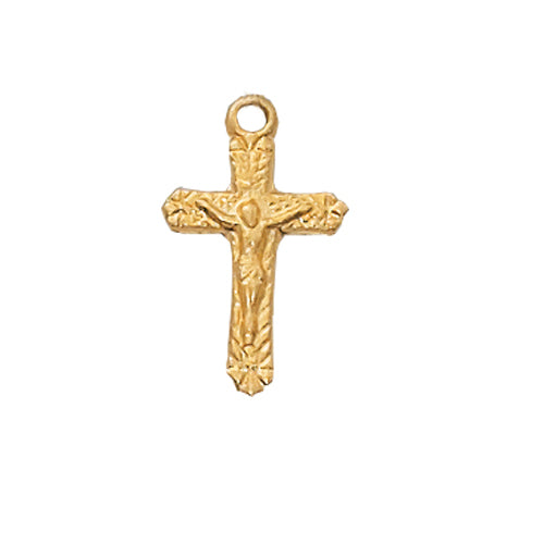 Gold Over Sterling Silver Crucifix w/ 13" Chain  Catholic Gifts Catholic Presents Gifts for all occasion
