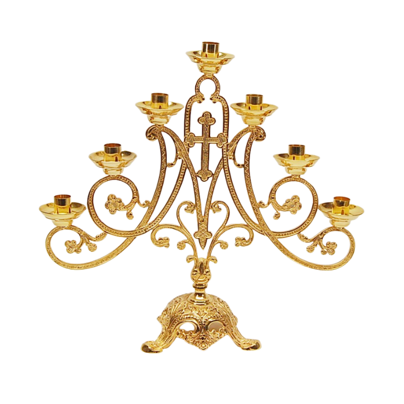 Gold Plated Ave Maria Seven-Light Candelabra 7 Light Candelabra with 7/8" sockets.
