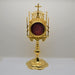 Gold Plated Gothic Style Reliquary 13 1/2" tall Gold plated Reliquary with large view window for the largest of relics. Presented in gothic style with a full 24kt. gold-plate.