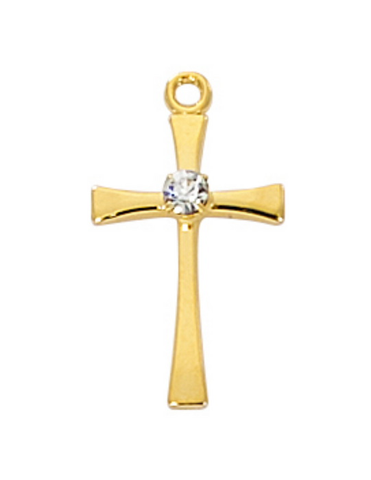 Gold Plated Pewter Cross with 16" Chain