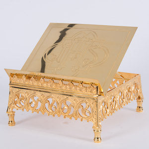 Gold Plated Traditional French Gothic Roman Missal Stand Traditional French Gothic Roman Missal, Sacramentary, Bible Stand in 24Kt. Gold plated Finish