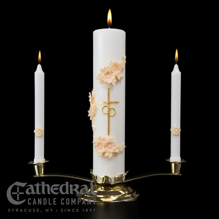 3" X 14" Gold and Cream Holy Matrimony Candle - Center Candle Only