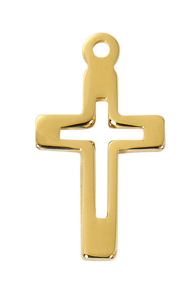 Gold on Sterling Silver Small Cut Out Cross