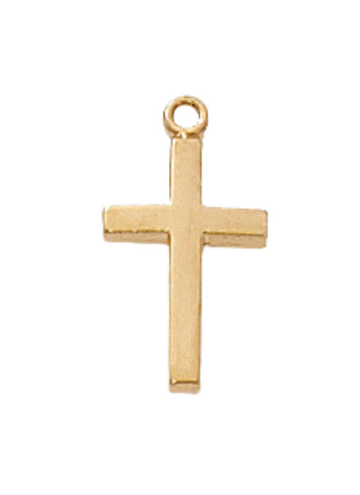 Gold over Sterling Silver Cross w/ 13" Gold Plated Chain Catholic Gifts Catholic Presents Gifts for all occasion