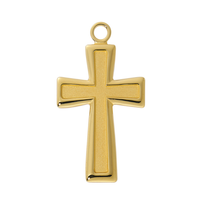 Gold over Sterling Silver Flared Cross with 24" L Gold Plated Chain