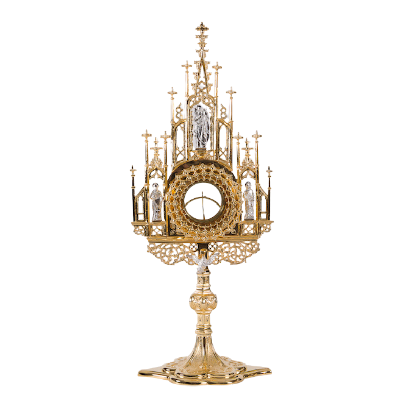 Gothic Gold Plated Monstrance with Glass Enclosed Luna 