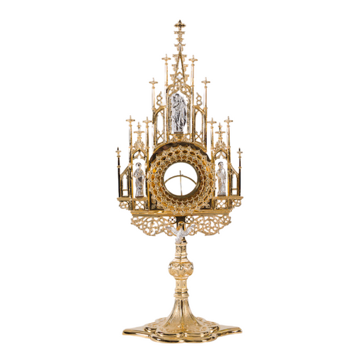 Gothic Gold Plated Monstrance with Glass Enclosed Luna 