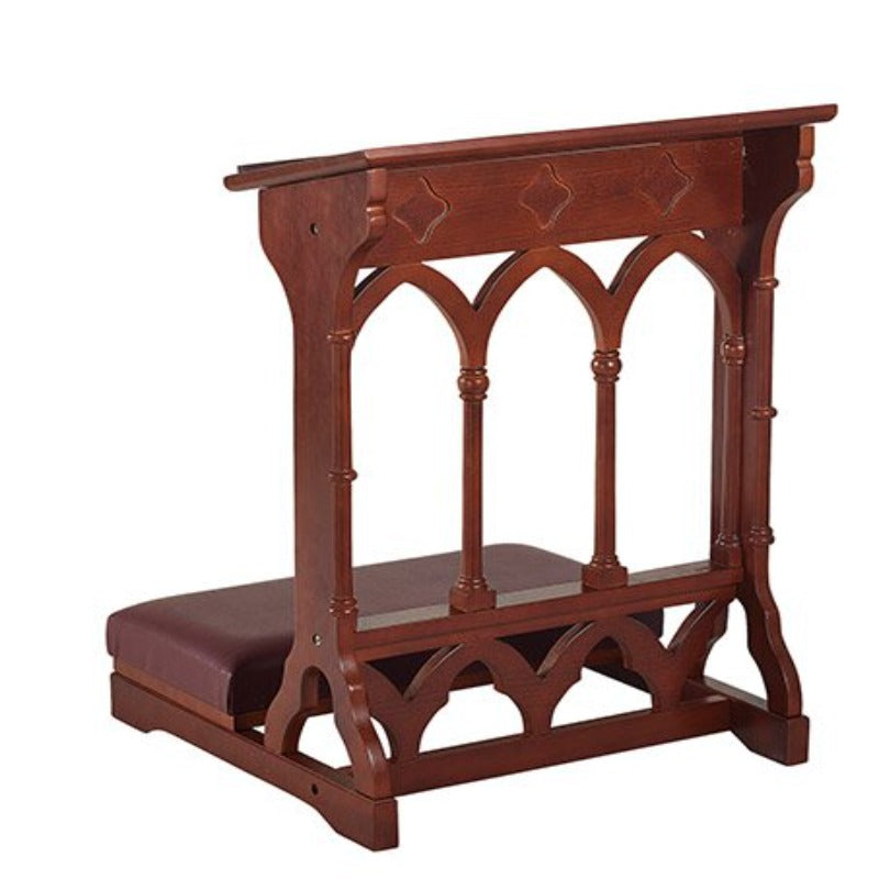 Gothic Padded Kneeler- Walnut Stain