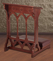 Gothic Padded Kneeler- Walnut Stain