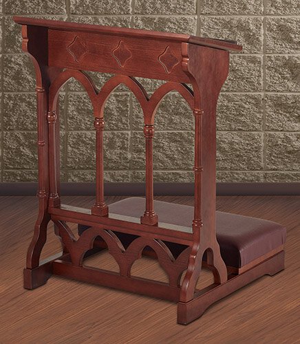 Gothic Padded Kneeler- Walnut Stain