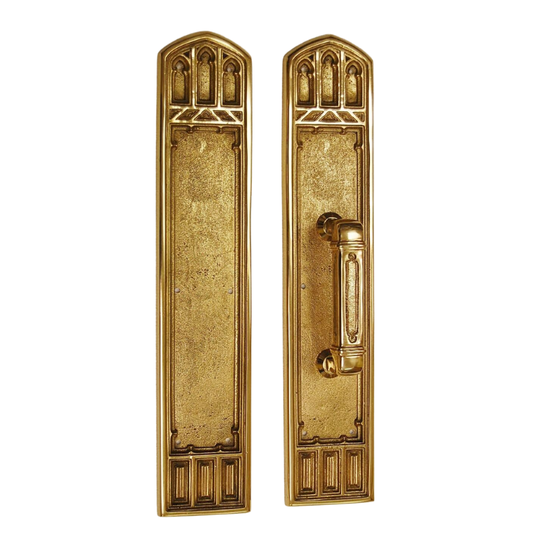 Gothic Style Church Door Hardware Decorative Church Door hardware in solid brass. church push plate door design vintage door push plates