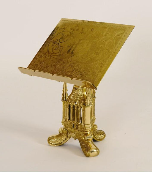 Gothic Style Missal Bible Sacramentary Stand in Solid Brass Polished Brass and Lacquered Missal Stand- Adjustable height Book Rest.