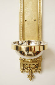 Gothic Wall Hung Solid Brass Holy Water Font