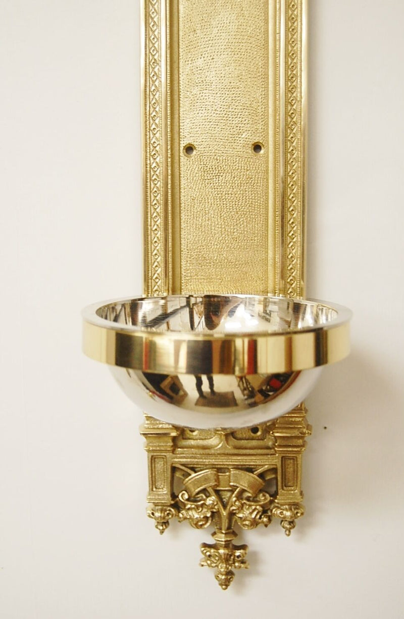 Gothic Wall Hung Solid Brass Holy Water Font