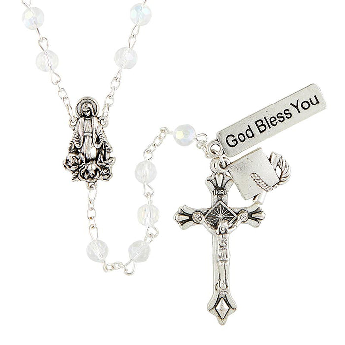Our Lady of Grace Graduation Rosary - Crystal