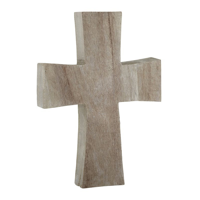Cruz de pie de madera de Paulownia con acabado gris - Grande