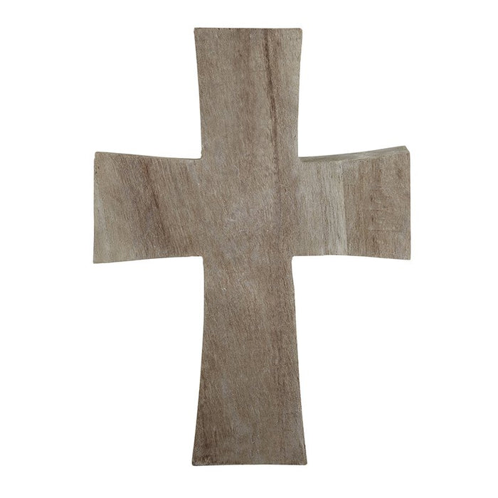 Cruz de pie de madera de Paulownia con acabado gris - Grande