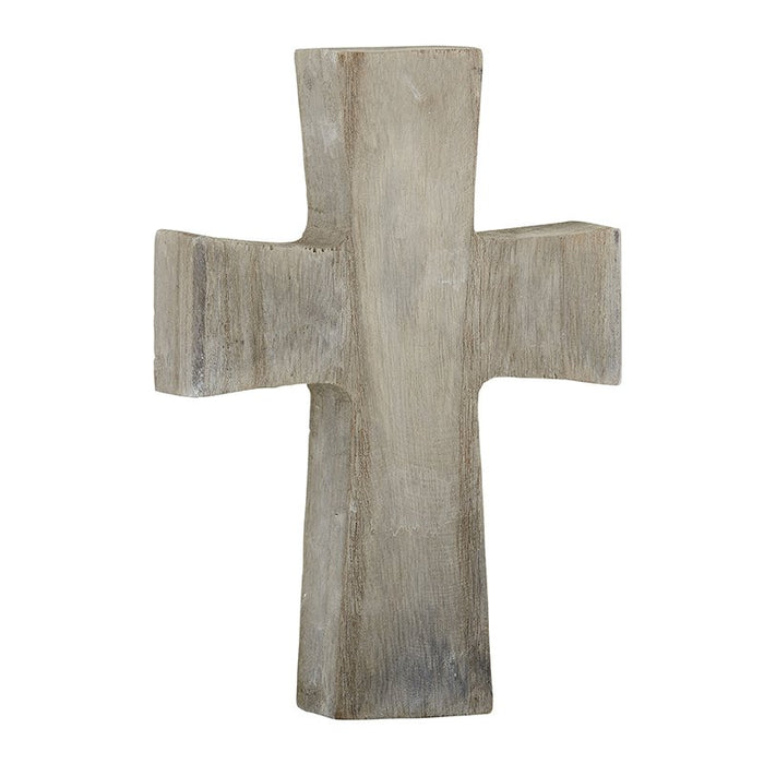 Cruz de pie de madera de Paulownia con acabado gris - Mediana
