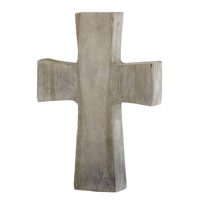 Cruz de pie de madera de Paulownia con acabado gris - Mediana