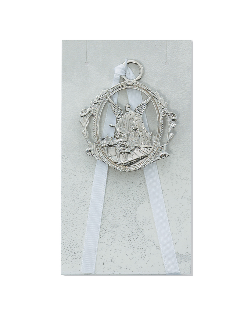 Medalla de cuna del ángel de la guarda - Blanco