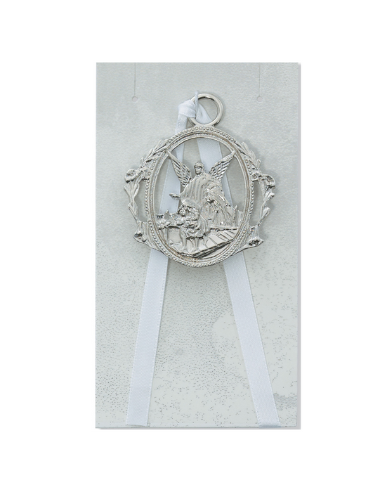 Medalla de cuna del ángel de la guarda - Blanco
