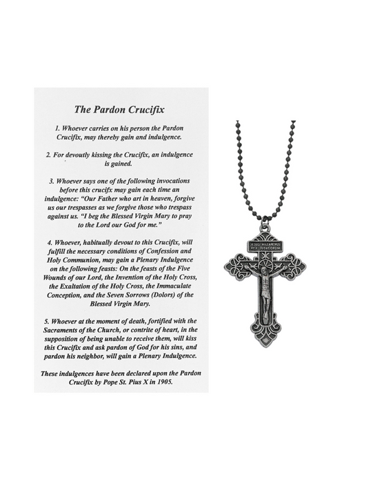Gunmetal Pardon Crucifix w/ 24" Chain and Card  Crucifix Crucifix Symbolism Catholic Crucifix items