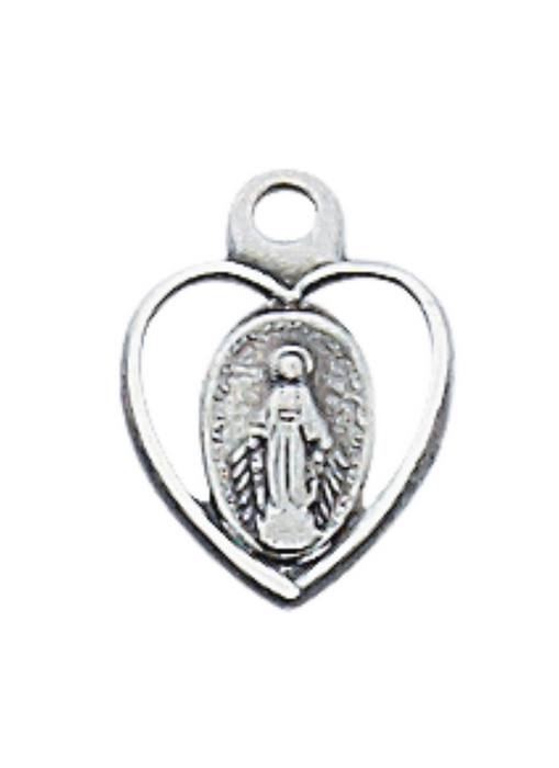 Heart Shaped Sterling Silver Miraculous Medal w/ 13" Gold Plated Chain Catholic Gifts Catholic Presents Gifts for all occasion