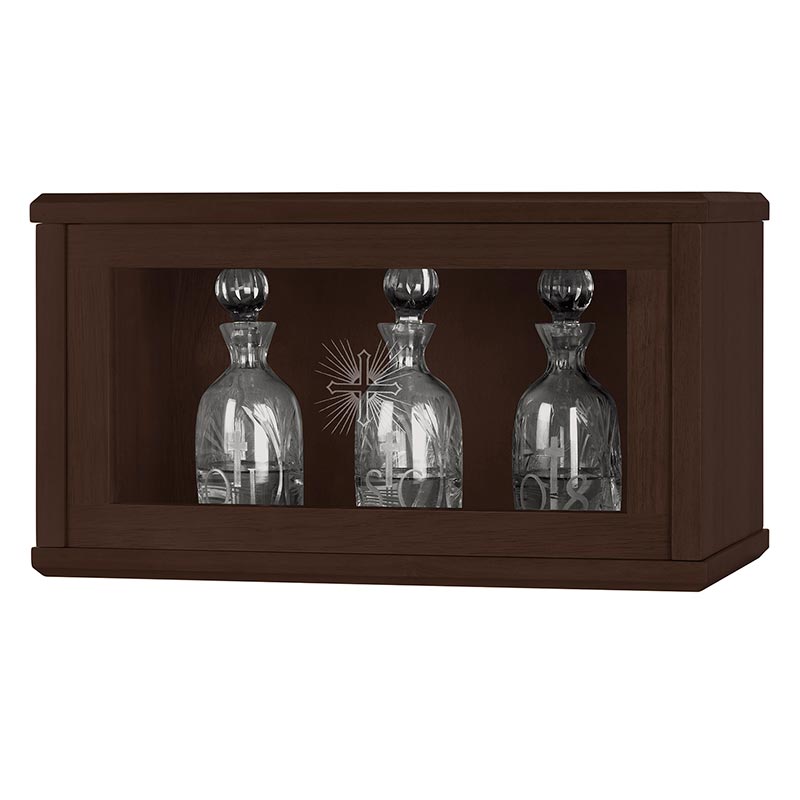 Holy Cross Ambry Display Cabinet - Medium Oak Stain Church Supply Church Goods Church Furniture