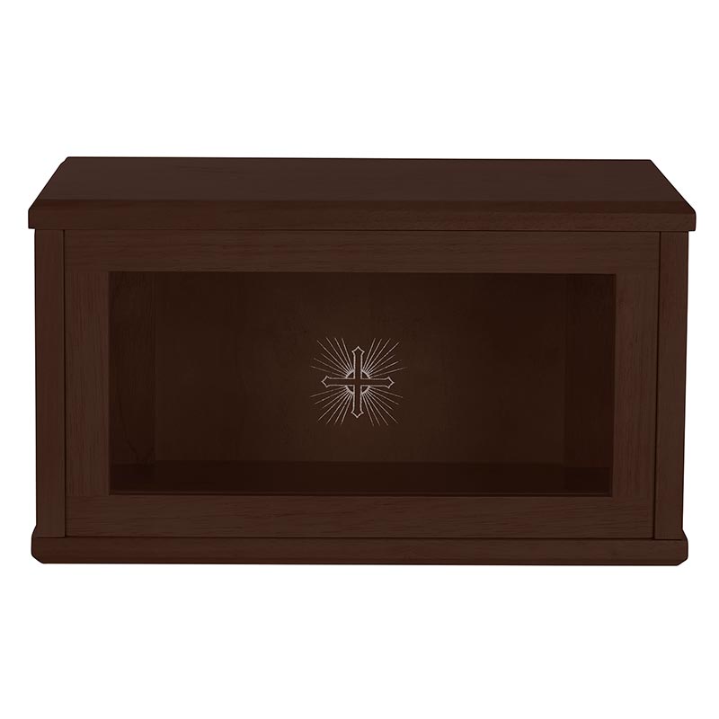Holy Cross Ambry Display Cabinet - Medium Oak Stain Church Supply Church Goods Church Furniture