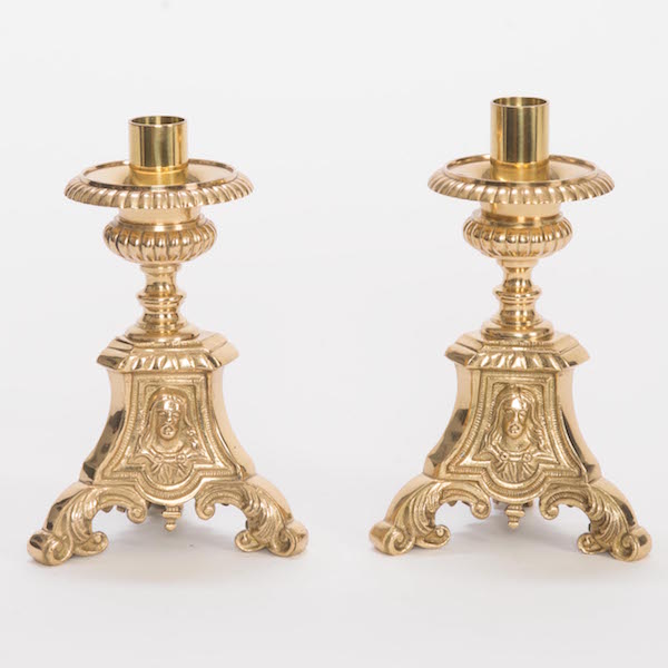 Buy Brass Pricket Candle Holders Set of 2, Vintage Religious Alter Holy  Family Candleholders 11.75 Online in India 