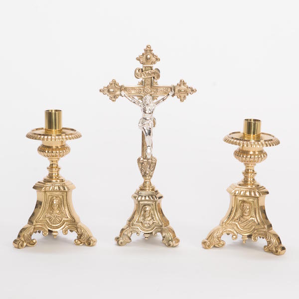 19 Large Altar Size Brass Candlestick With Marble Stems — Agapao Store