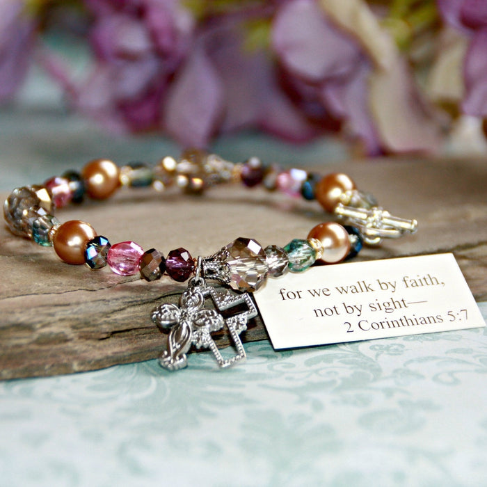 For we Walk by Faith, Not by Sight- Beautiful Inspirational Bracelet