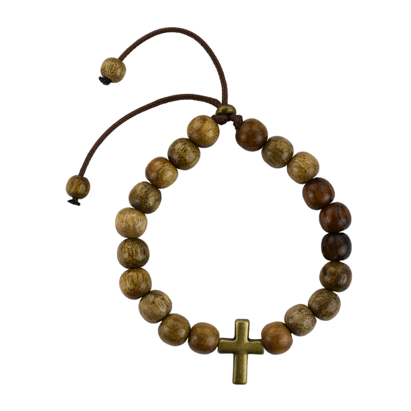 Imbuia Wood Corded Cross Bracelet Catholic Gifts Catholic Presents Gifts for all occasion