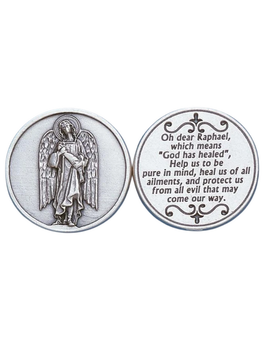 Catholic Tokens Italian Archangel Raphael Pocket Token - 25 Pieces Per Package — Agapao ...