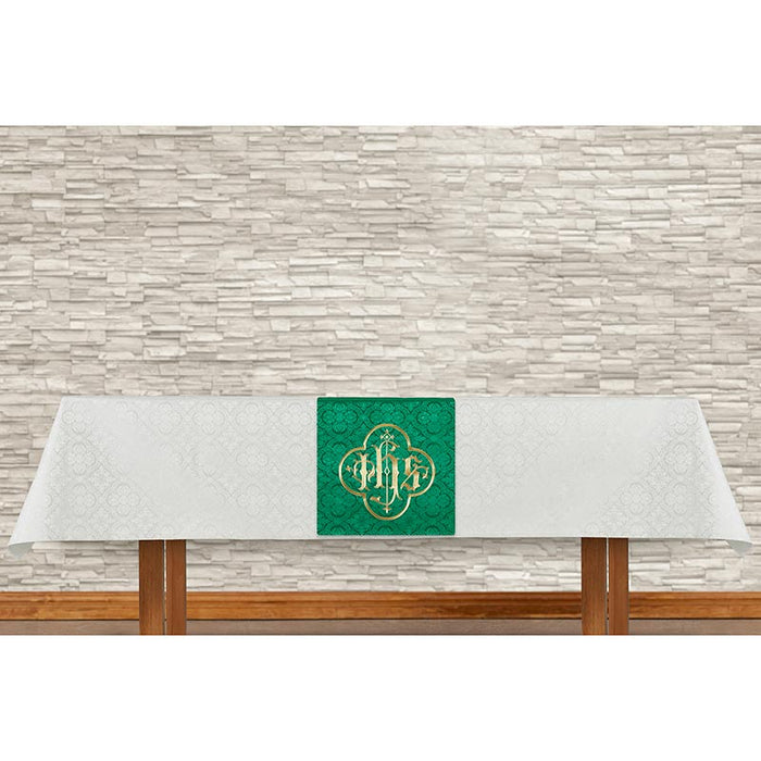 Ivory Altar Frontal and Green IHS Overlay Cloth