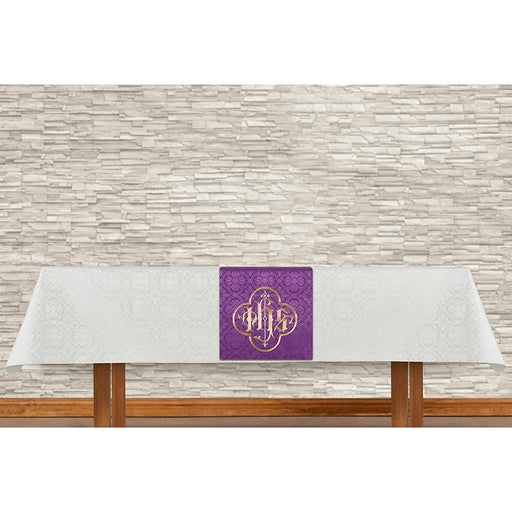 Ivory Altar Frontal and Purple IHS Overlay Cloth