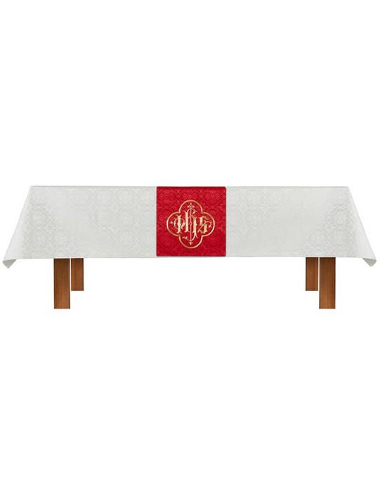 Ivory Altar Frontal and Red IHS Overlay Cloth