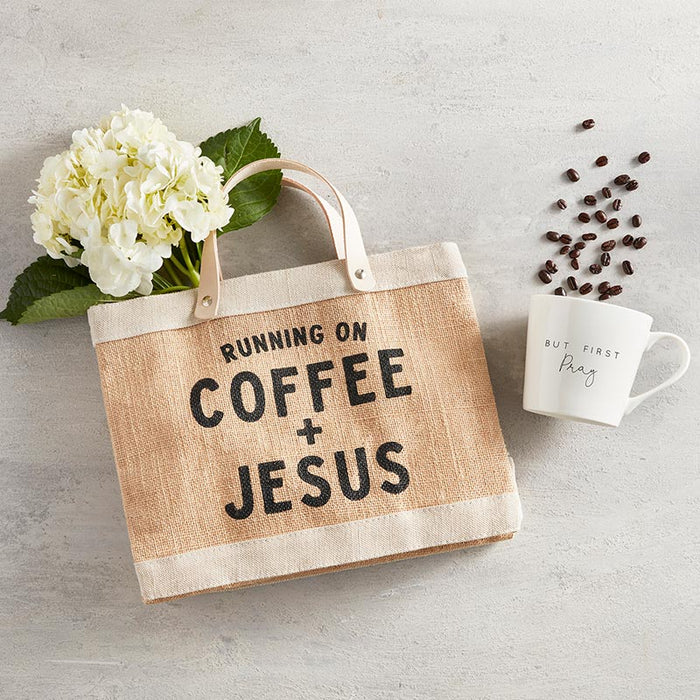 9.5"H Mini Market Tote - Coffee & Jesus