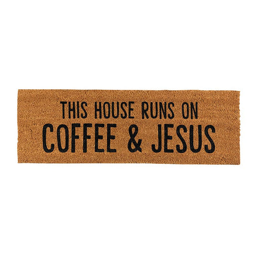 Inspirational Coir Doormats - This House Runs On Coffee & Jesus