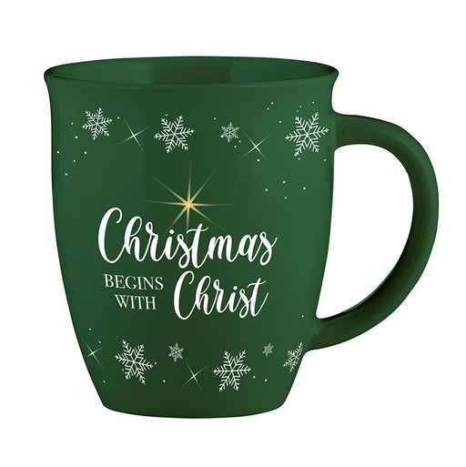 12 oz Ceramic Mug Christmas Begins with Christ - 4 Pieces Per Package